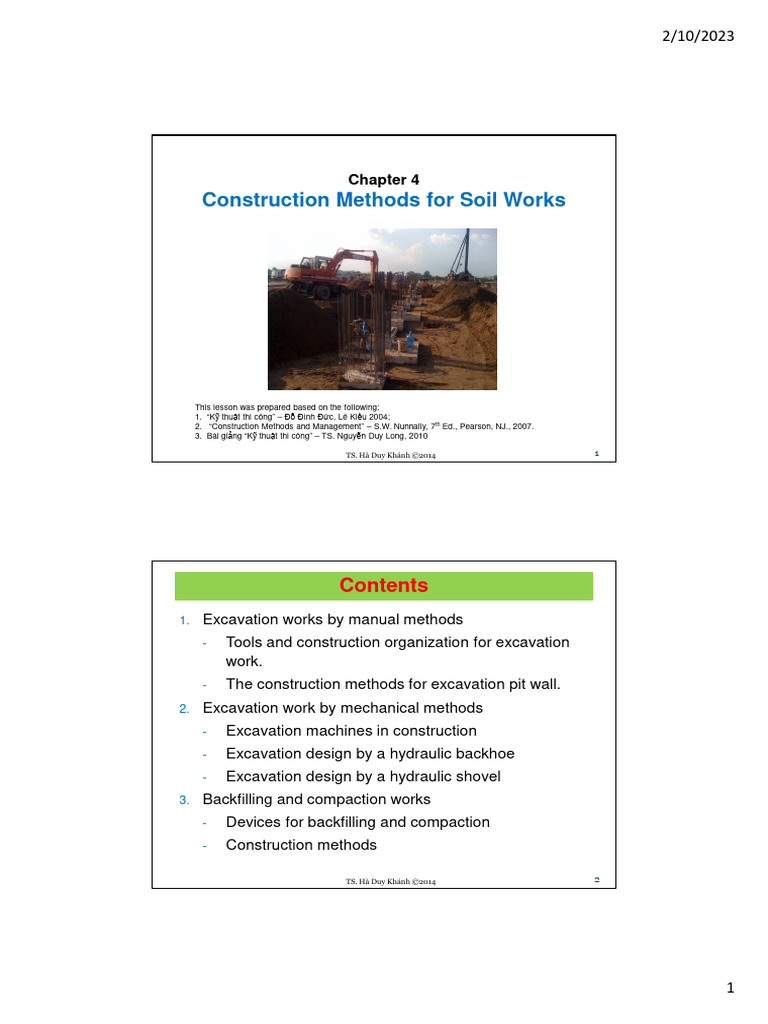 Soil Excavation Construction Methods | PDF | Soil | Natural Materials