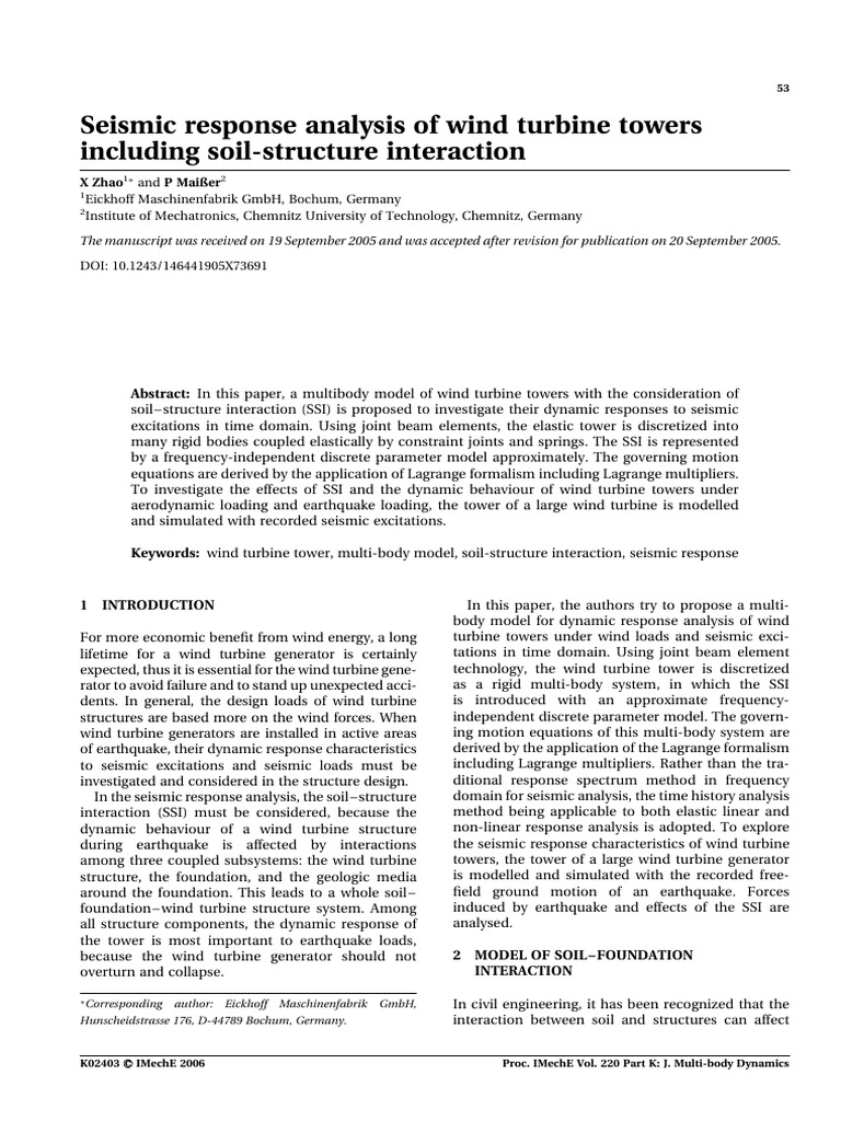 Seismic Response Analysis of Wind Turbine Towers Including Soil ...