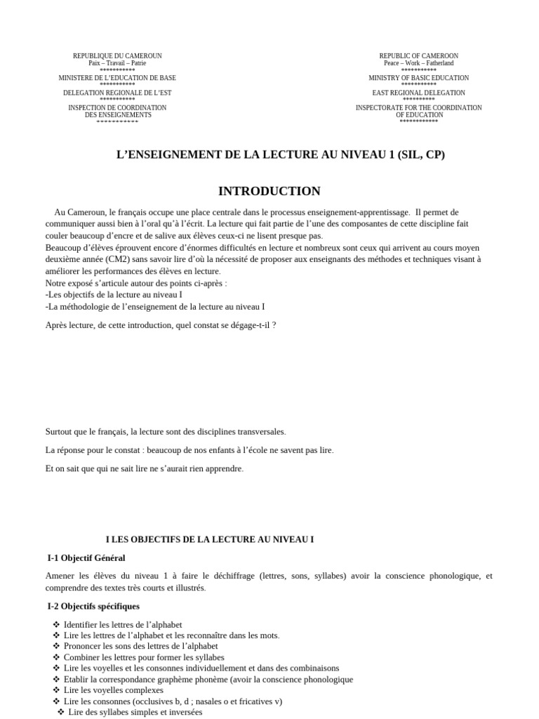 Méthodes d'enseignement de la lecture CP | PDF | Méthode syllabique ...
