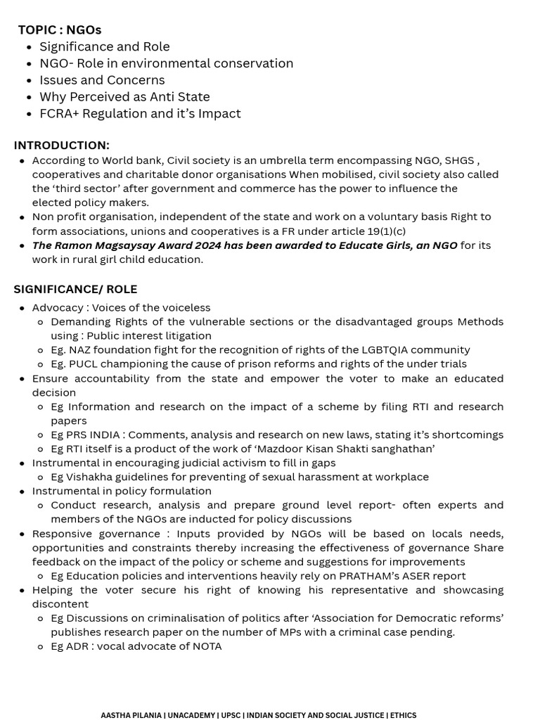 Role of NGOs in Social Justice and Policy | PDF | Non Governmental ...