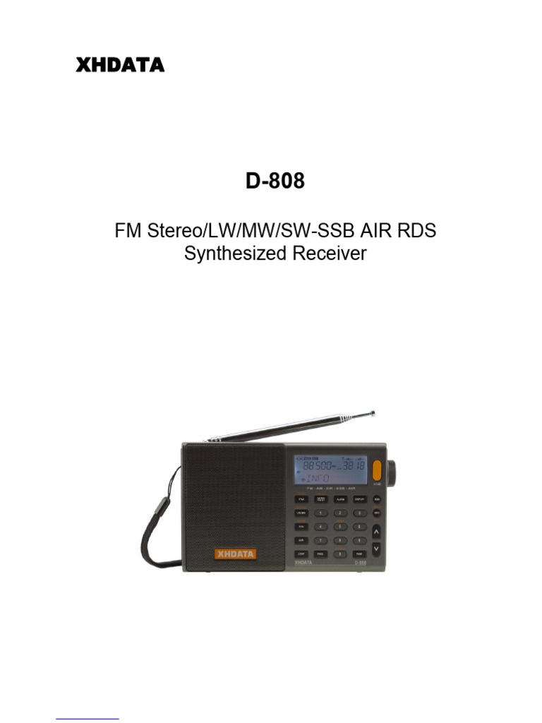 XHDATA d808 | PDF | Radio | Frequency Modulation