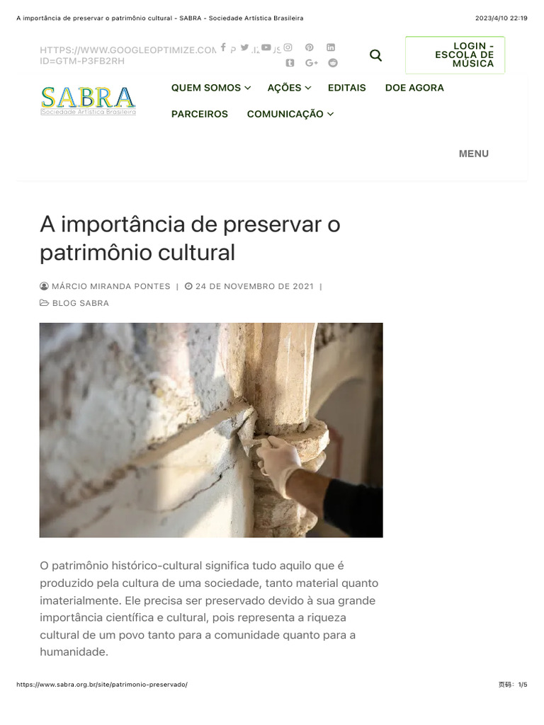 A Importância de Preservar o Patrimônio Cultural - SABRA - Sociedade ...