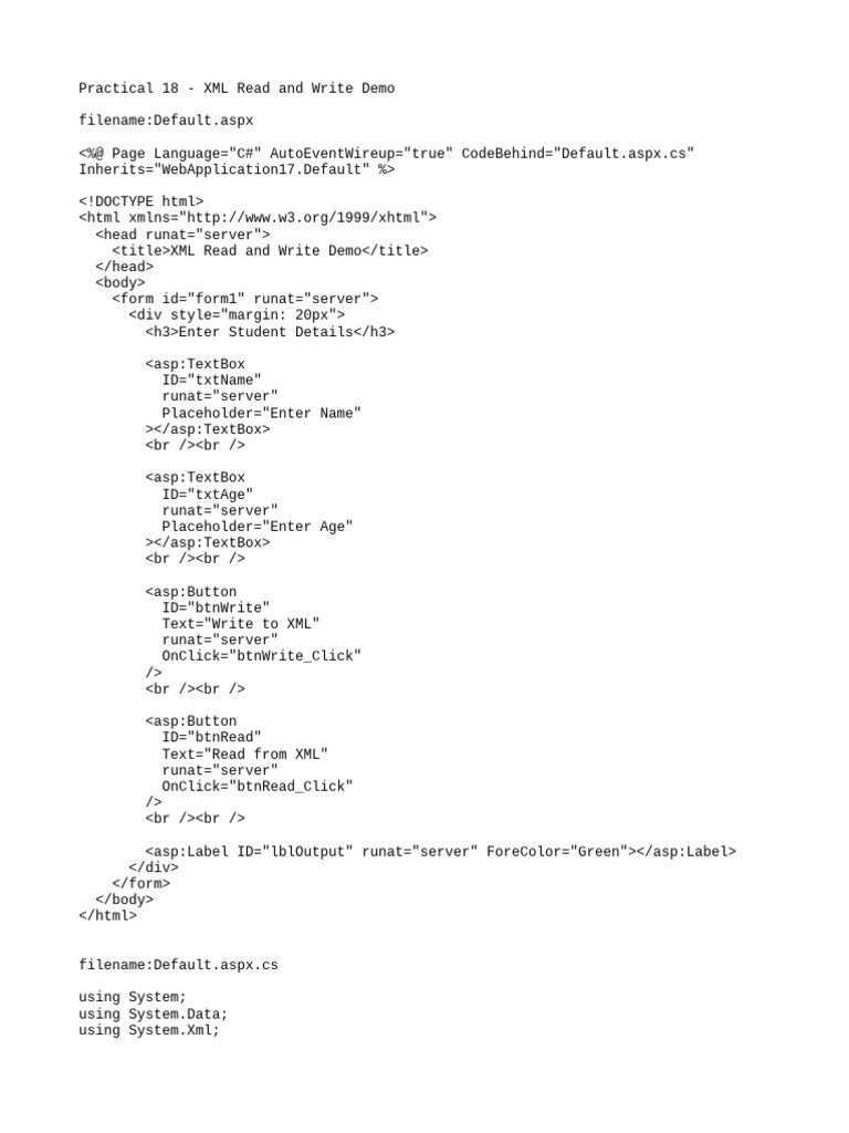 XML Read and Write Demo | PDF
