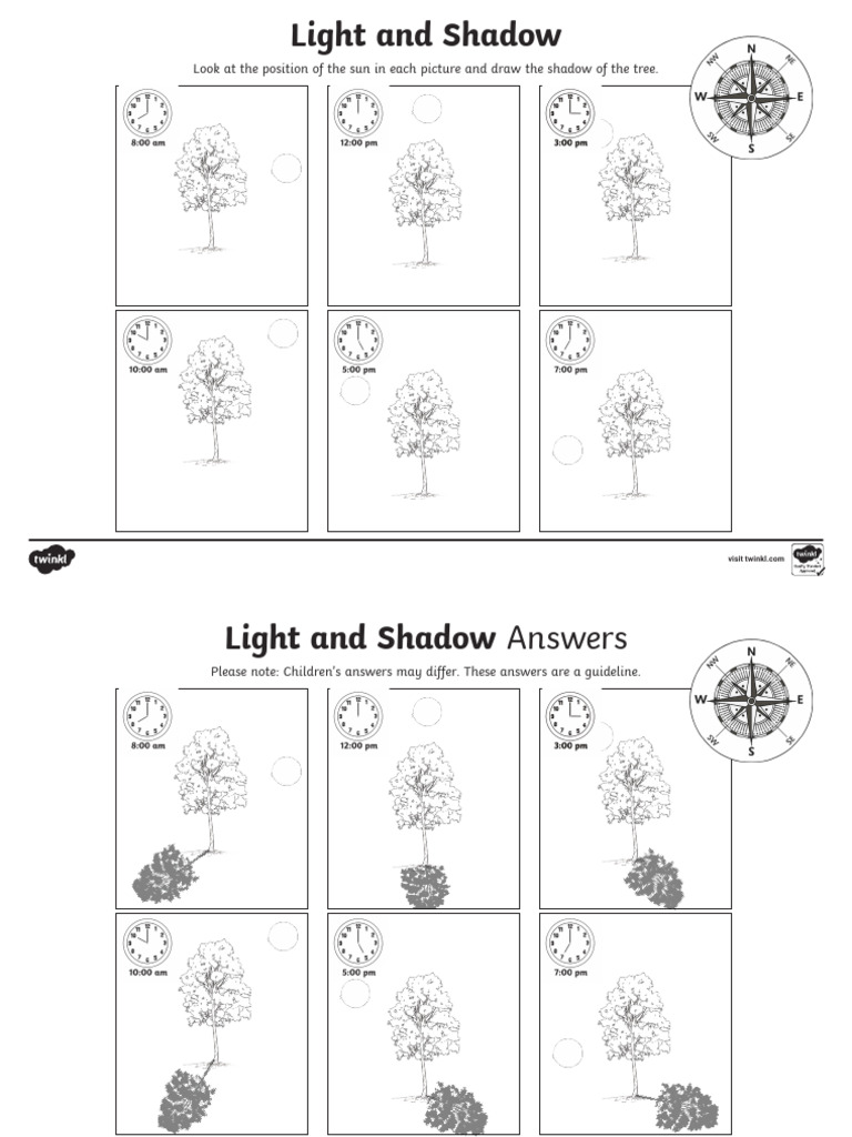 t2 S 168 Light and Shadow Activity Sheet Ver 2 | PDF