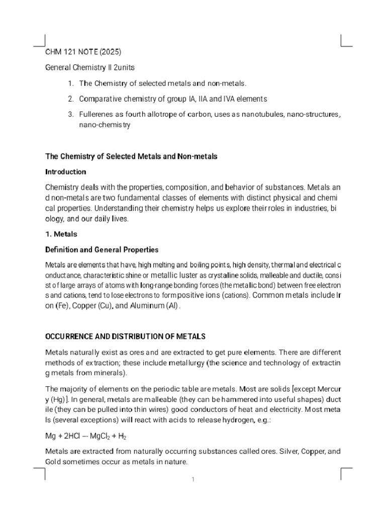 CHM 121 Note - Phoenix | PDF