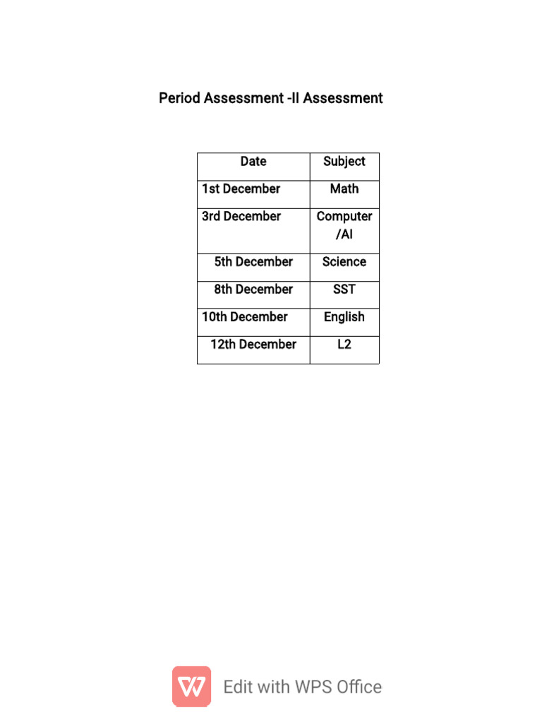 PA - II Time Table | PDF