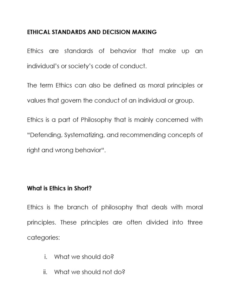 Understanding Ethics and Decision-Making | PDF | Morality | Value (Ethics)