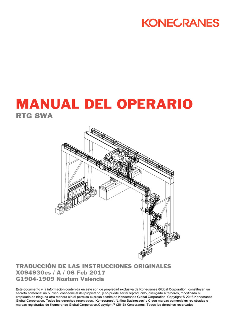 Manual del Operario RTG 8WA Konecranes | PDF | Derechos de autor ...