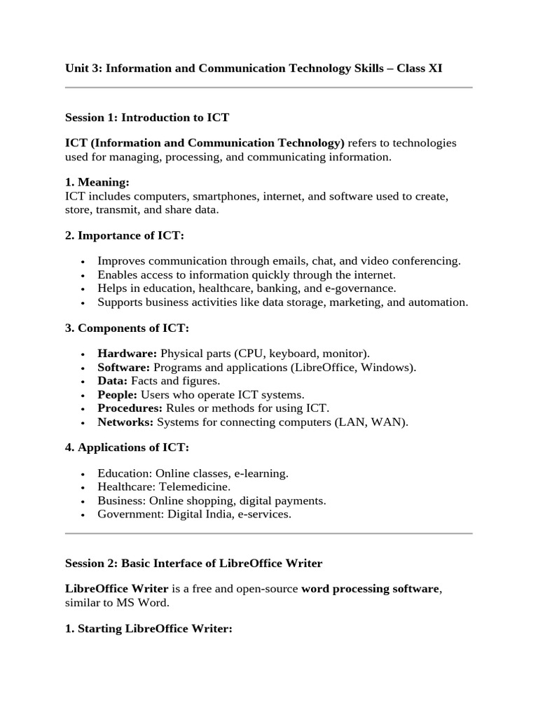 Notes CH - Ict Cls 11 FMM | PDF | Window (Computing) | Information And ...