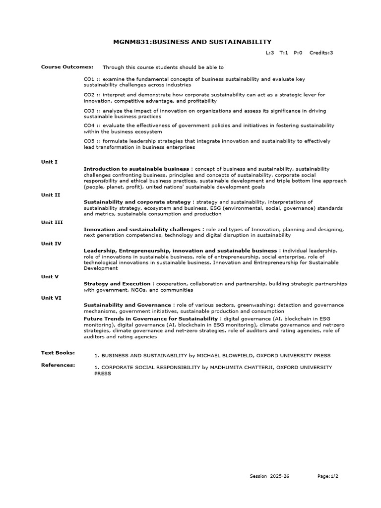 Business Sustainability Strategies Course | PDF | Sustainability ...