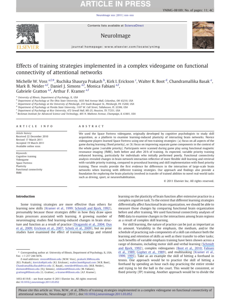 Effects of Training Strategies Implemented in A Complex Videogame On ...