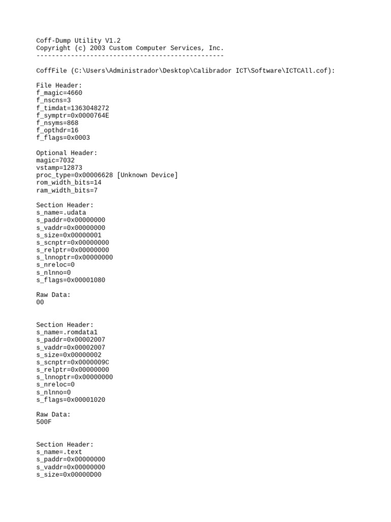 Coff-Dump Utility V1.2 Overview | PDF | System Software | Digital ...