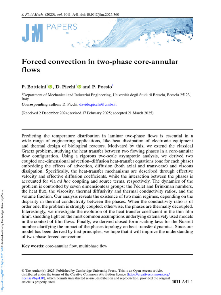 Forced Convection in Two Phase Core Annular Flows | PDF | Fluid ...