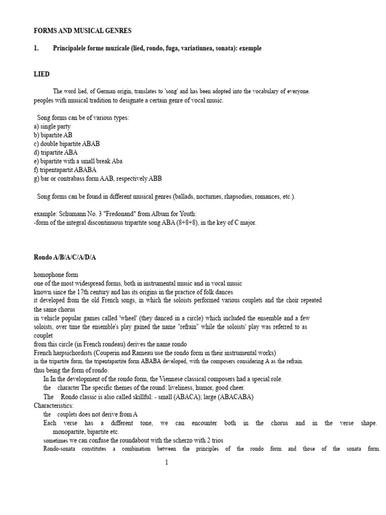 Musical Forms and Genres Explained | PDF | Opera | Variation (Music)