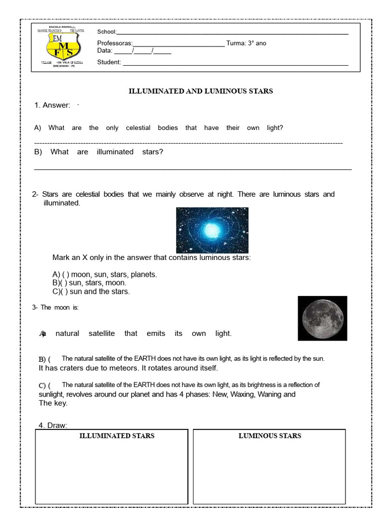 Illuminated and Luminous Stars | PDF | Moon | Physical Sciences