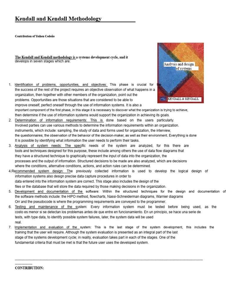 Kendall and Kendall Methodology Overview | PDF | System | Methodology