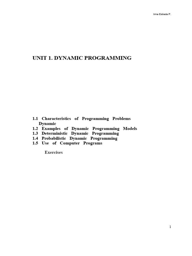 Dynamic Programming Concepts and Models | PDF | Dynamic Programming ...