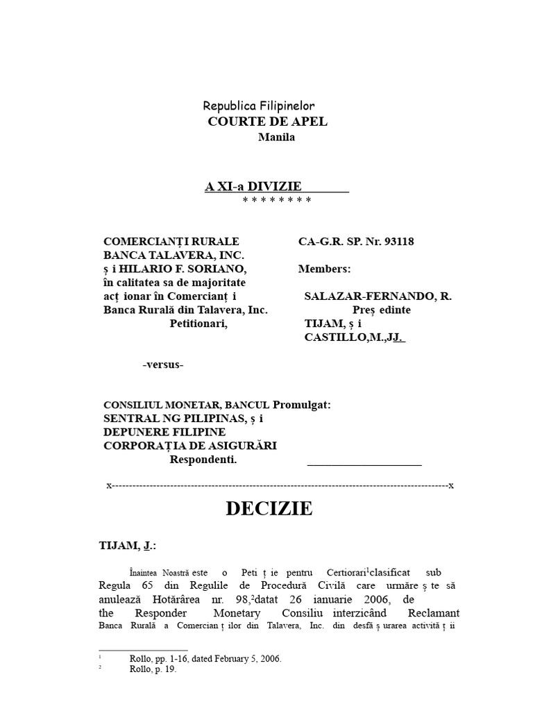 Banca Comercianților Din Talavera Vs Consiliul Monetar | PDF