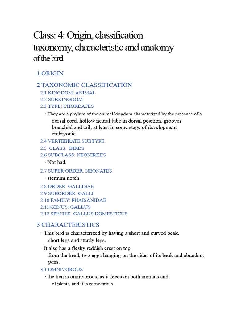 Class - 4. Origin, Taxonomic Classification, Characteristics of The ...