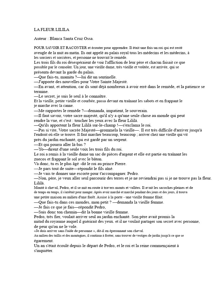 La quête de la fleur Lililá | PDF