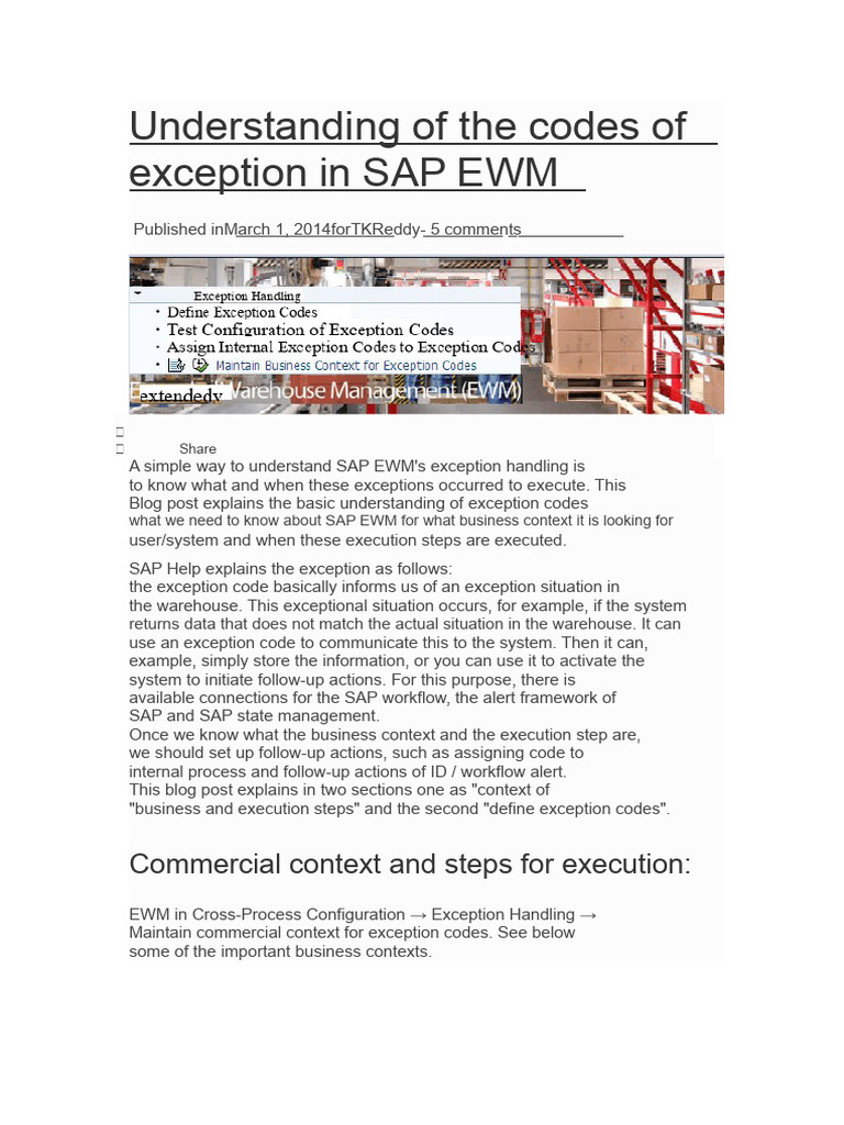 SAP EWM Exception Codes Explained | PDF | Warehouse | Information Science