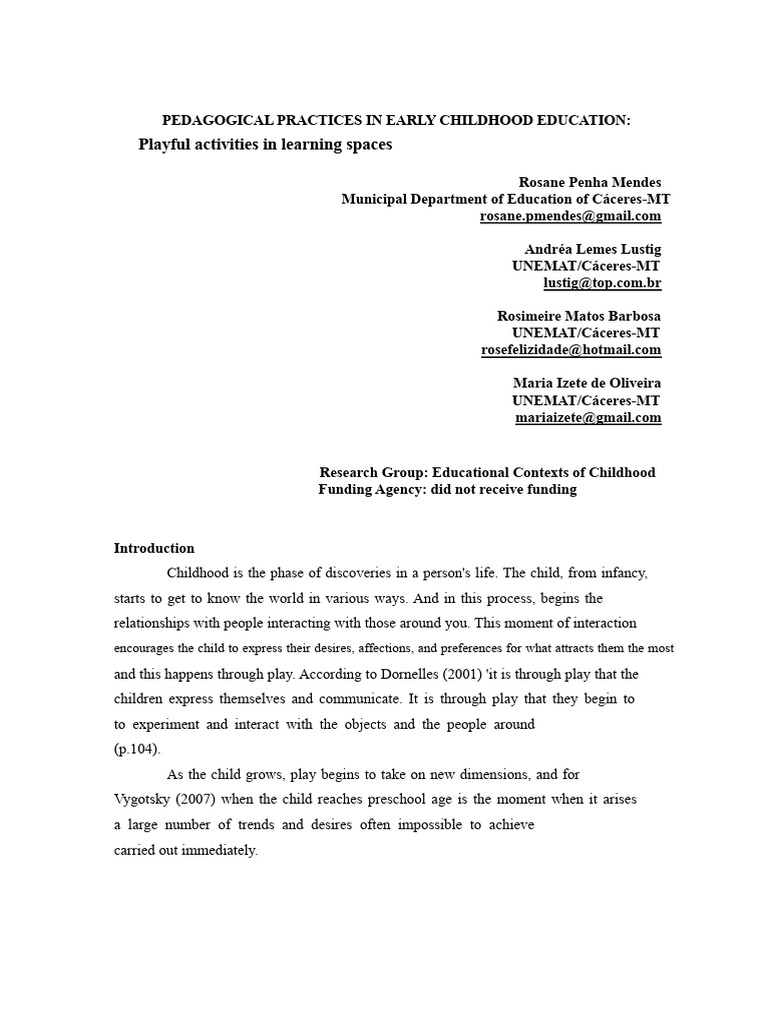 Playful Learning in Early Childhood Education | PDF | Teachers | Learning