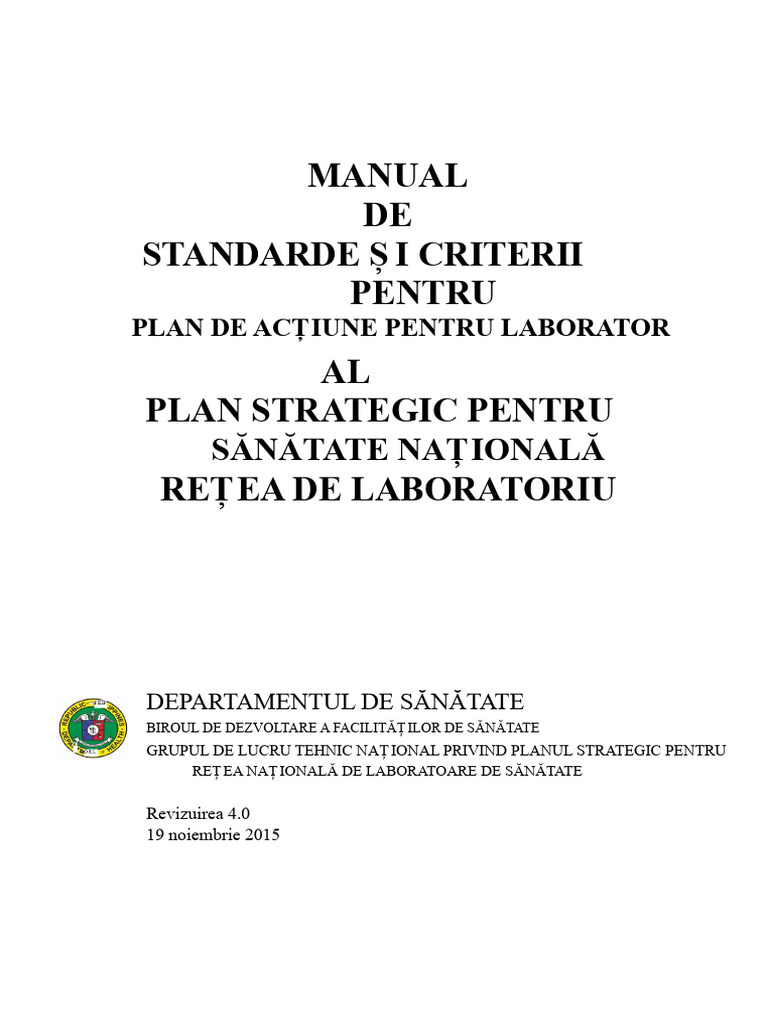 Manual de Standarde Și Criterii Pentru Planul de Acțiune Al ...