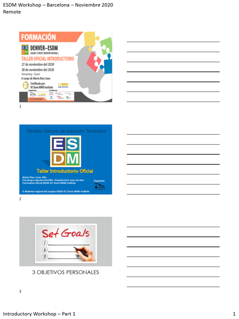 Taller ESDM: Modelo Denver de Atención Temprana | PDF | Aprendizaje ...