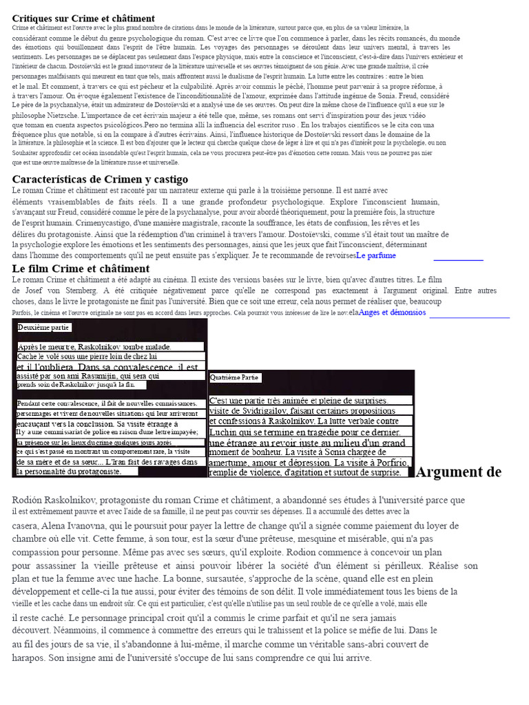 Analyse de Crime et Châtiment de Dostoïevski | PDF | Crime et Châtiment