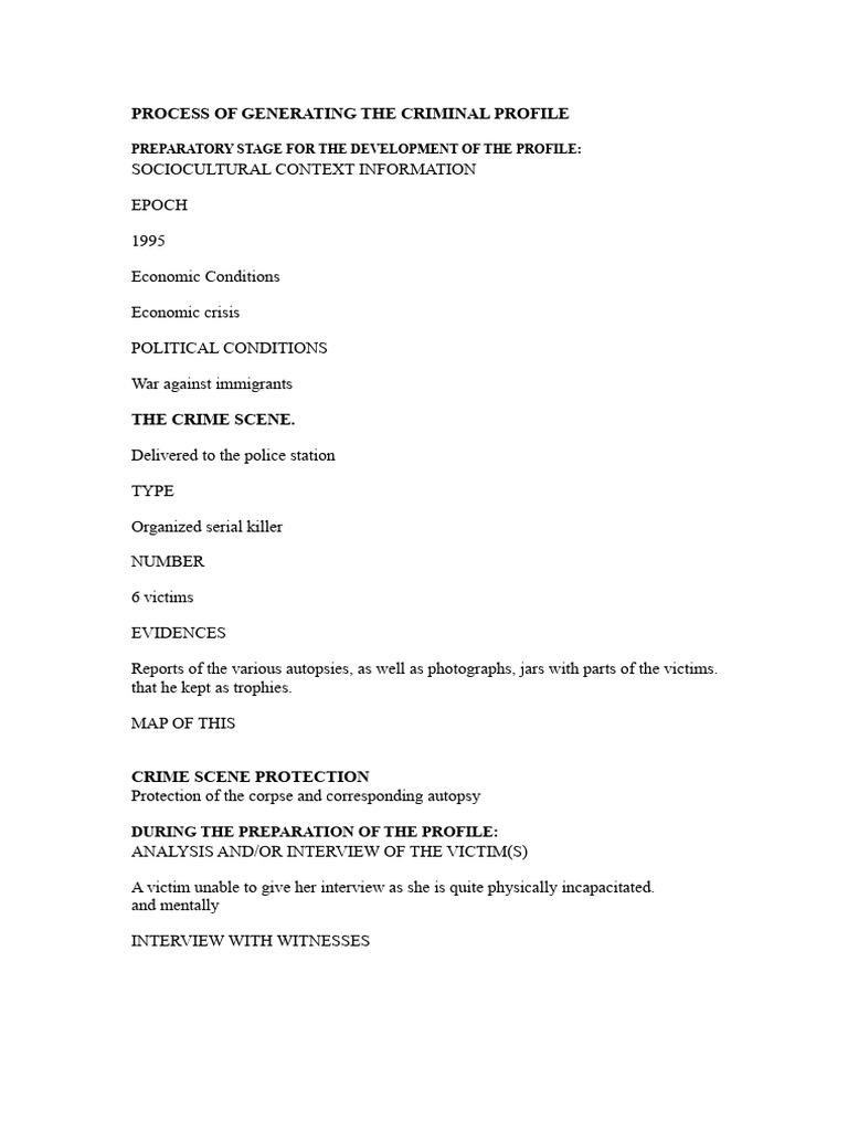 Criminal Profile of an Organized Serial Killer | PDF | Crimes | Crime ...