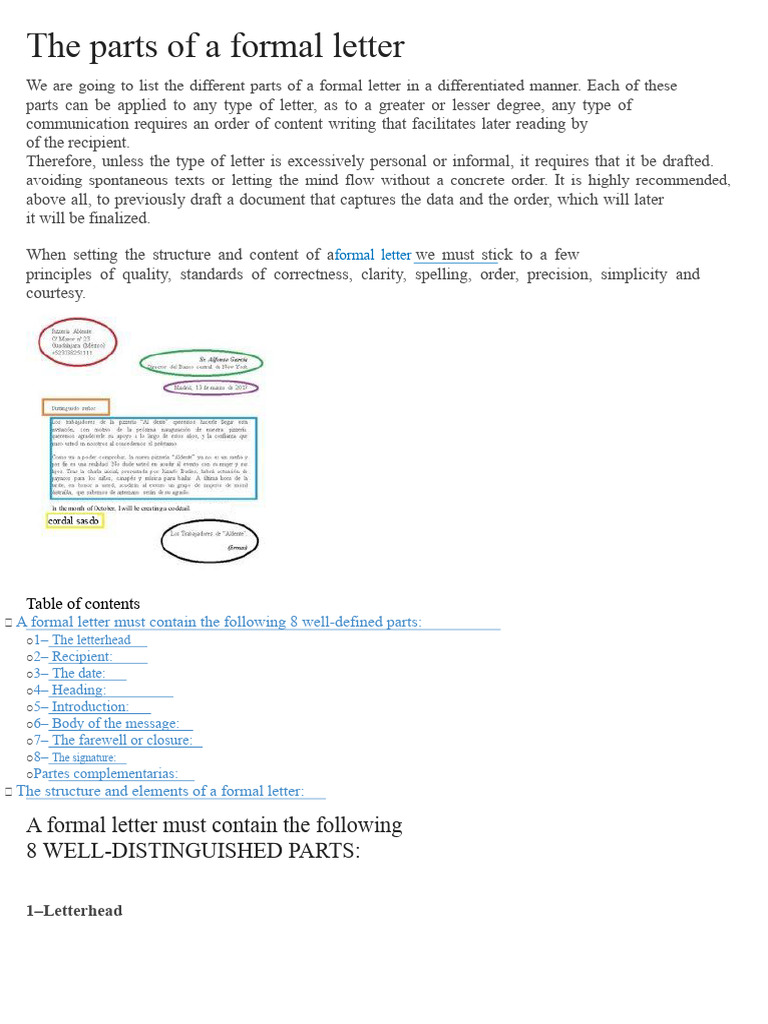 Parts of a Formal Letter Explained | PDF