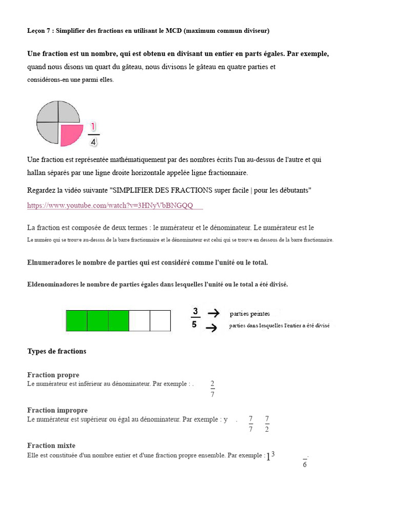 Simplification des Fractions par MCD | PDF | Mathématiques discrètes ...