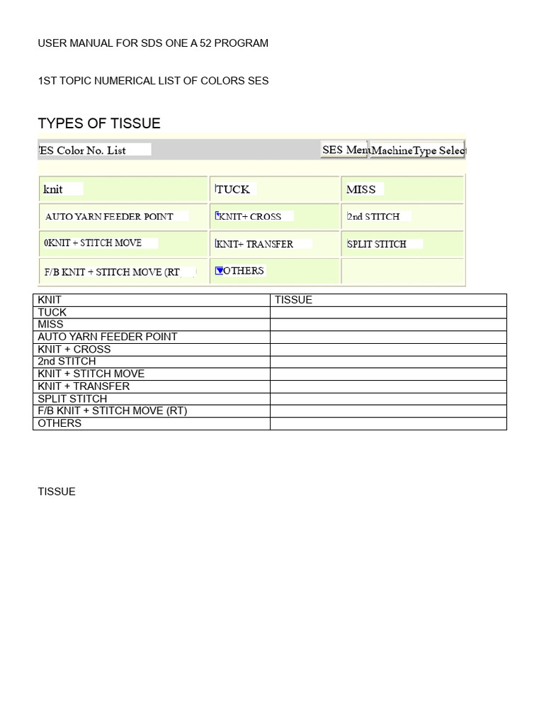 SDS One A 52 Program User Manual | PDF | Knitting | Textiles