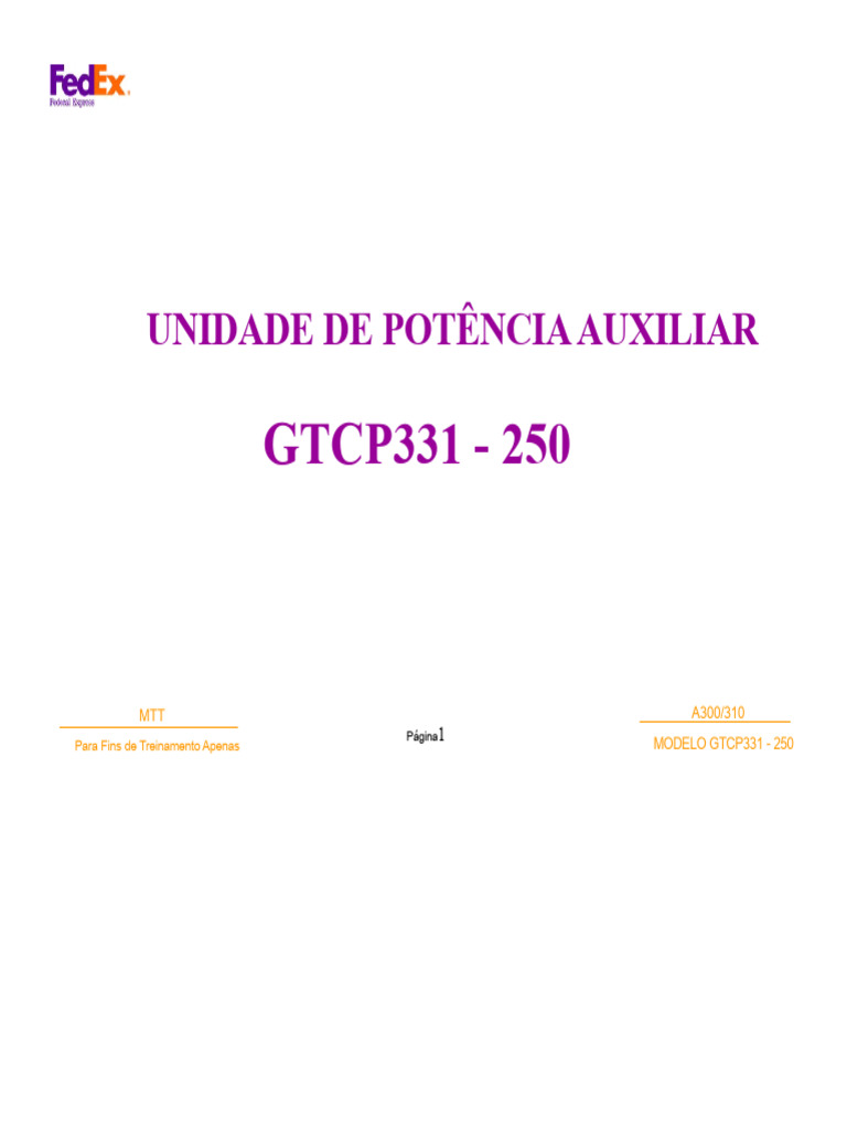 Unidade de Potência Auxiliar GTCP331-250 | PDF | Motores | Bomba