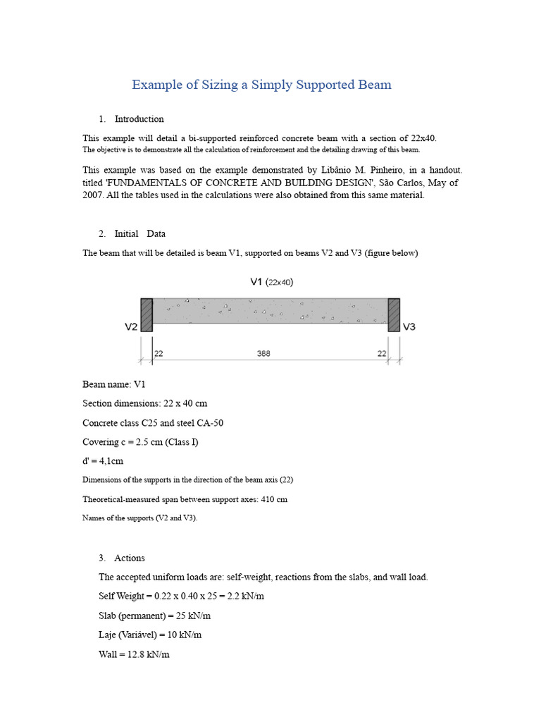 Sizing a Simply Supported Concrete Beam | PDF | Beam (Structure) | Bending