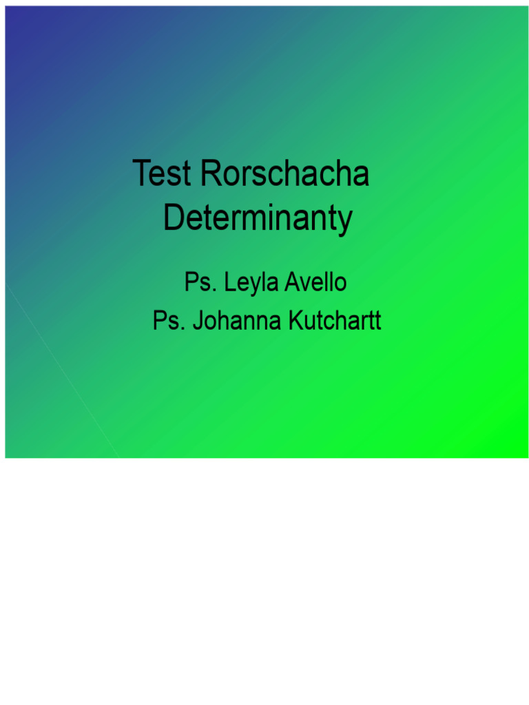 Test Rorschacha Determinanty - C, K, K | PDF