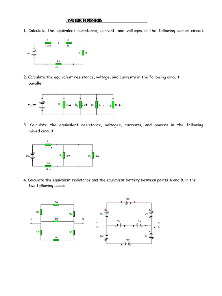 Analog Electronics Circuit Exercises | PDF | Series And Parallel ...