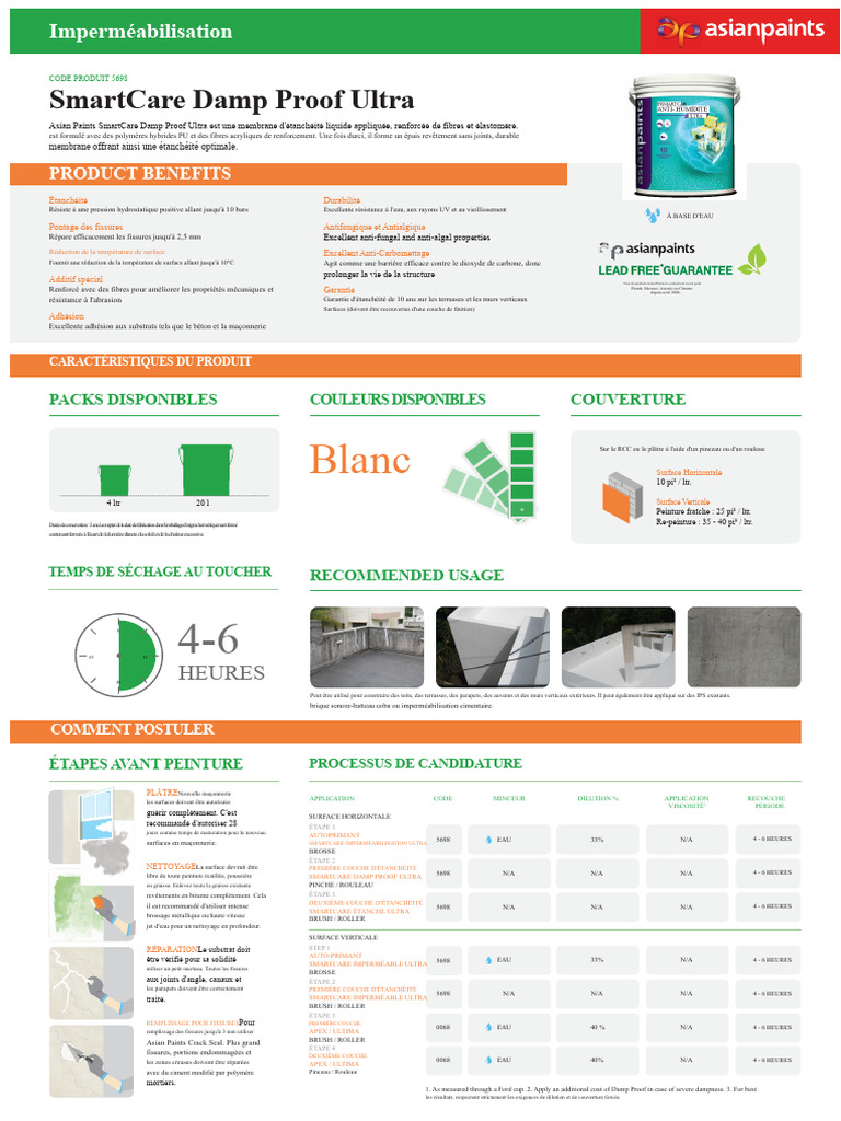 Étanchéité Ultra avec SmartCare 5698 | PDF | Peinture | Adhésion