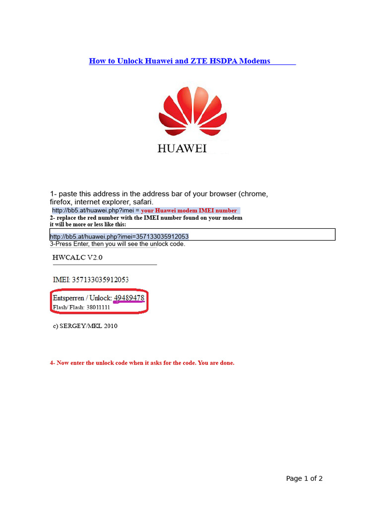Unlock Huawei & ZTE HSDPA Modems Guide | PDF