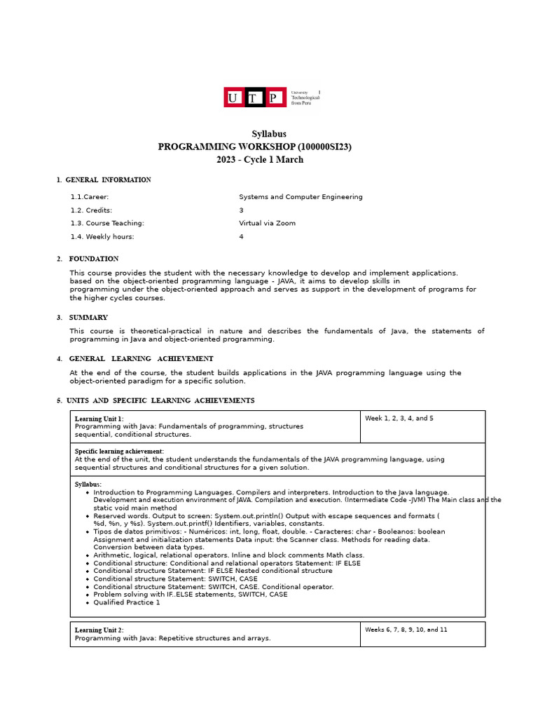 100000SI23 ProgrammingWorkshop | PDF | Class (Computer Programming ...