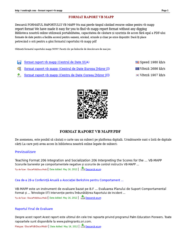 Format Raport VB Mapp | PDF