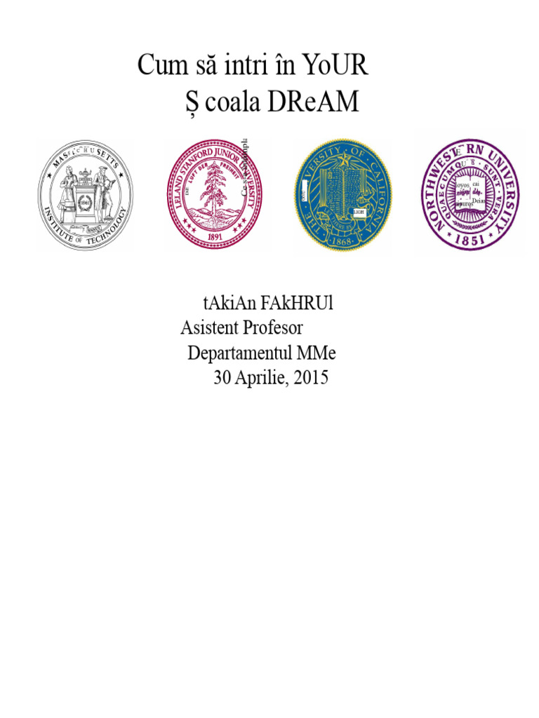 Cum Să Intri La Școala Ta de Vis - Takian Fakhrul | PDF