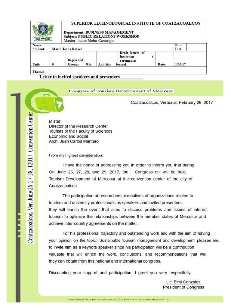 Invitation Letter To Formal Ceremonies | PDF