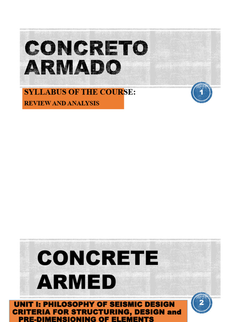 Reinforced Concrete - Unit I - Philosophy of Seismic Design and ...