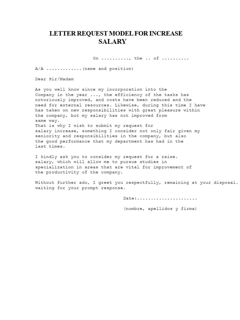 Salary Increase Request Letter Template | PDF