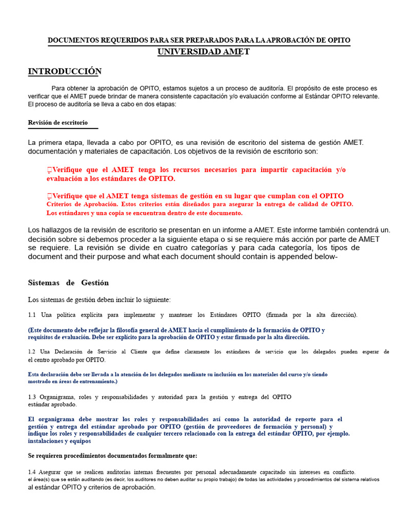 Documentos para Aprobación OPITO AMET | PDF | Auditoría
