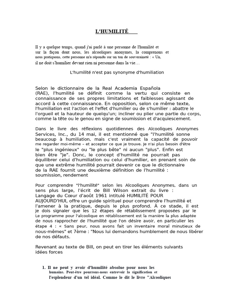 Comprendre l'humilité en A.A. | PDF | Dieu | Humilité