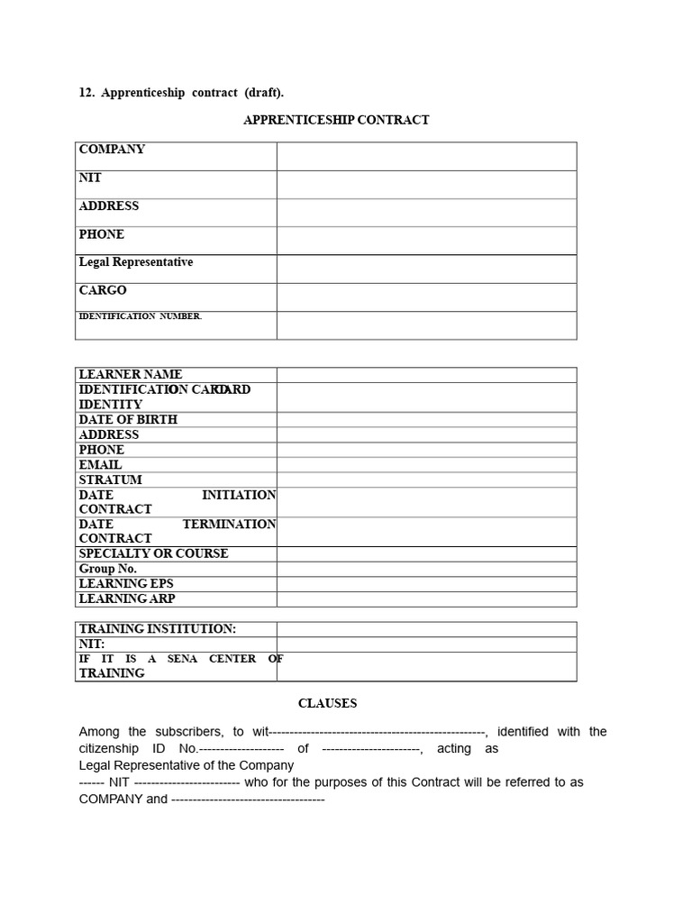 Apprenticeship Contract Now Ready and Completed | PDF | Apprenticeship ...