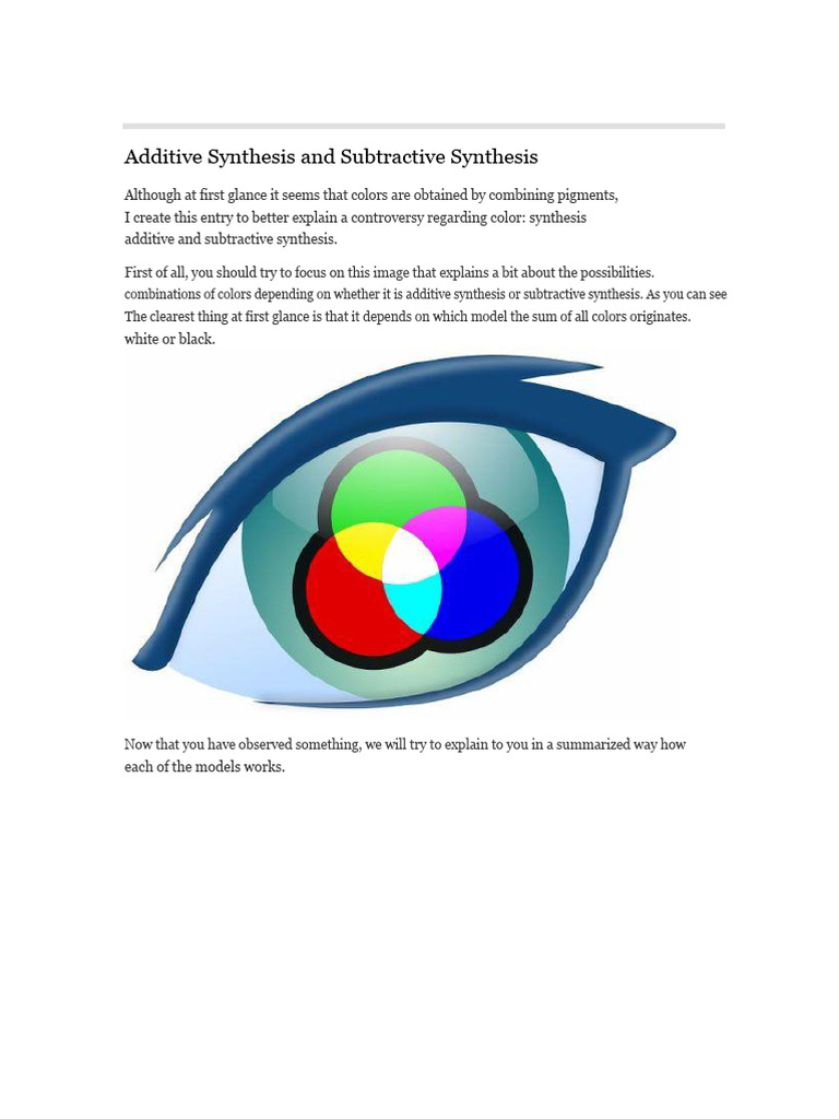 Additive vs Subtractive Color Synthesis | PDF | Color | Magenta