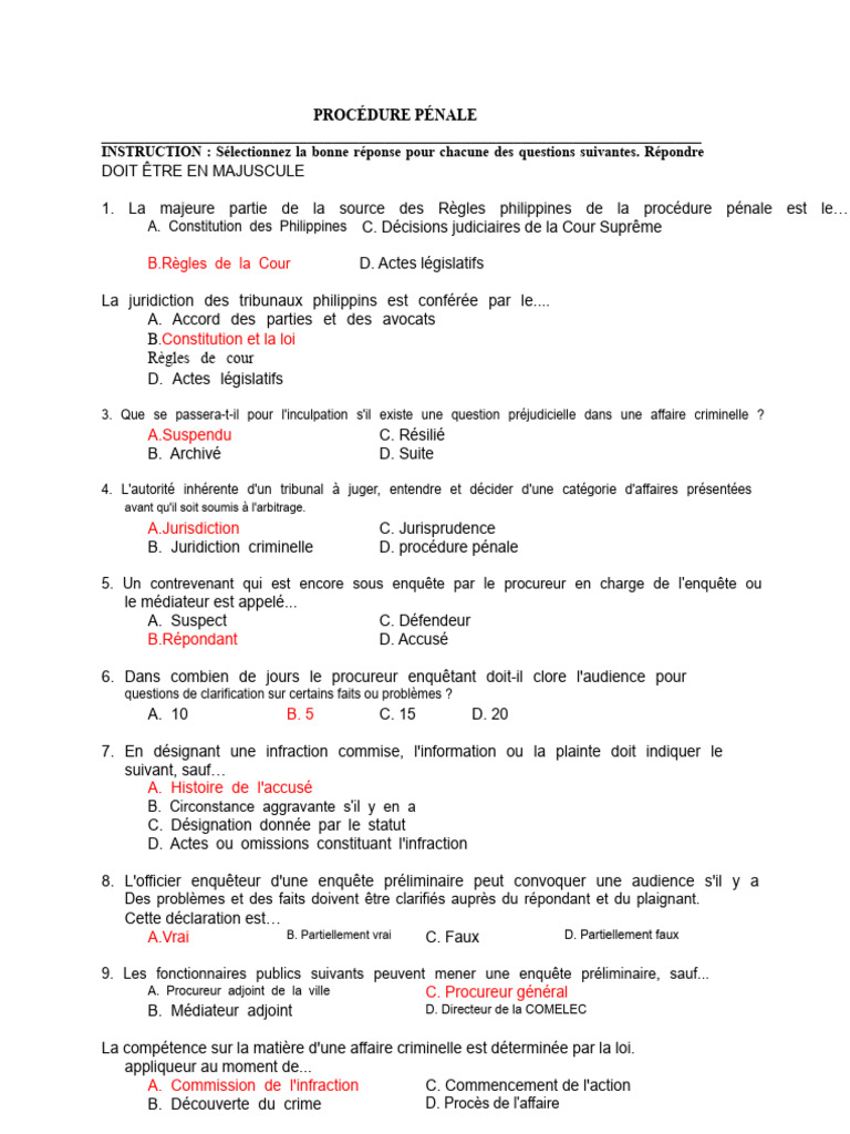 Questions sur la procédure pénale philippine | PDF | Crimes | Crime et ...